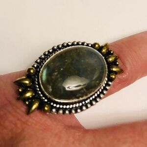 Labradorite Stamped 925 Sterling Silver Ring